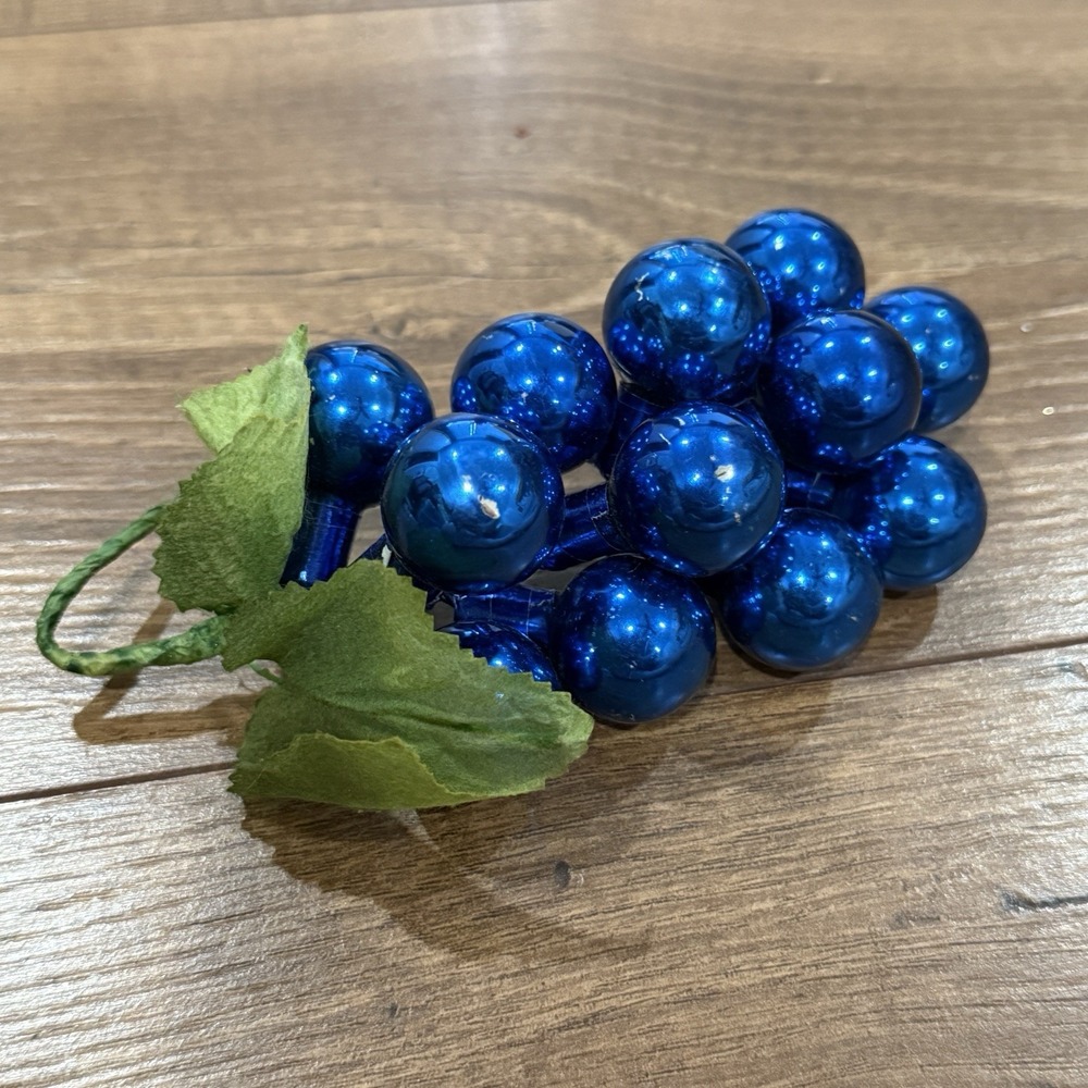 MCM Mercury Glass Grape Cluster Vtg Christmas  Ornament Decoration Blue